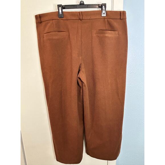 Tanming Trouser Pants Size 2XL Brown Wool Blend Wide Leg Cropped Officecore - Picture 5 of 10
